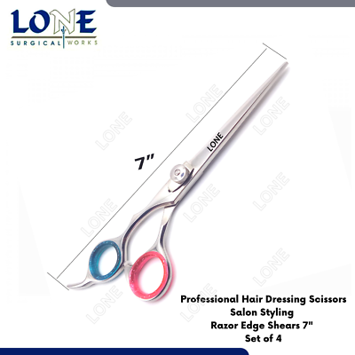 #ad Professional Hair Dressing Scissors Salon Styling Razor Edge Shears 7quot; Set of 4