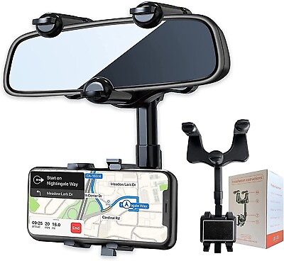 #ad New 360° Car Phone Holder Rotatable Retractable Rearview Mirror Mount Universal