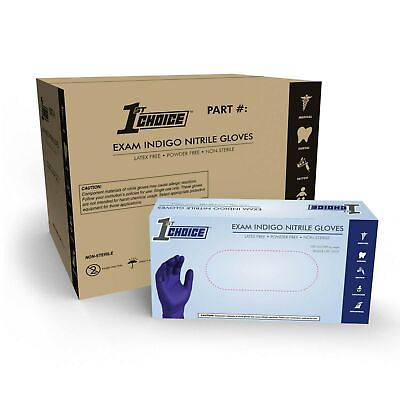 #ad 1st Choice Indigo Nitrile Disposable Exam Medical Gloves 3 Mil Latex Free