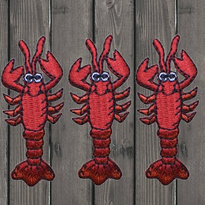 #ad Red Lobster Embroidered Patch — 3 Pack — Iron On