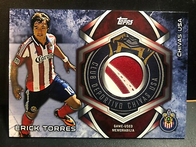 #ad ERICK TORRES 2014 Topps MLS Kits Game Used LOGO PATCH Soccer Card CHIVAS USA L26