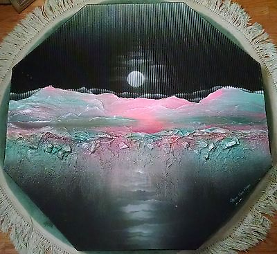Gene Van Allan A 3D Moonlit Nighttime Sky over Pink amp; Green Snowy Mountains $199.99