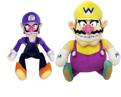 #ad Set Of 2 Super Mario Bros . 10#x27;#x27; Waluigi amp; 9#x27;#x27; Wario Stuffed Toys Plush Doll