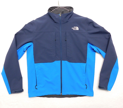 #ad Large North Face Jacket Coat Full Zip Up Bright Blue Navy 4 Zip Pockets