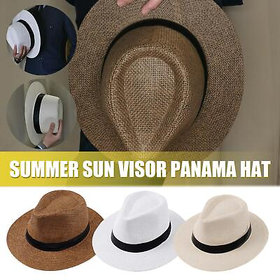 #ad Straw Fedora Sun Hat Panama Cowboy Cap Crushable amp; Mens Ladies Trav Sell