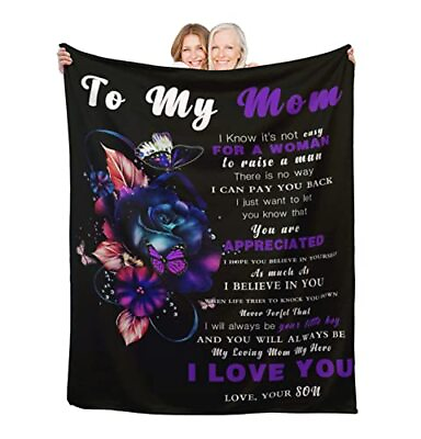 #ad to My Mom Blanket from Son Mom Gifts for Mother#x27;s Day Birthday Christmas Flan...