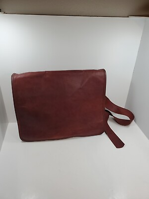 #ad Brown Leather Full Flap Messenger Laptop Satchel Shoulder Bag