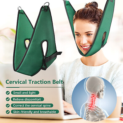 #ad New Adjustable Relaxation Cervical Traction Belt Head Neck Shoulder Pain Relief