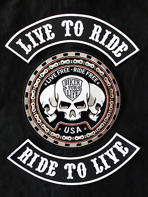#ad Biker for Life Skulls Live to ride ride to live White Rocker XXL Sew On Patch
