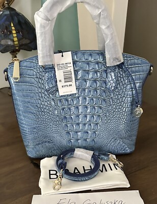 #ad Brahmin Handbag Small Duxbury Satchel Electric Blue Solid Melbourne