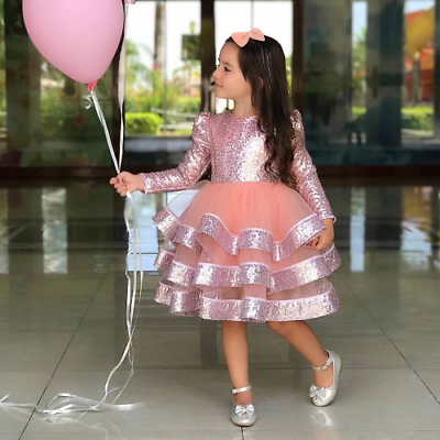 #ad Special Occasion Princess Ceremony Girl Dress Sequins Frock Elegant Party Dress