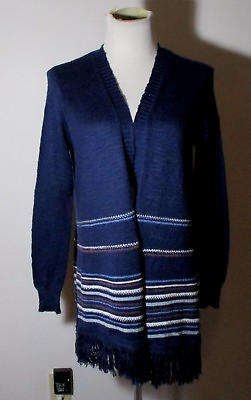#ad Women#x27;s HIPPIE ROSE Blue Long Sleeve Cardigan Wrap Sweater Size L
