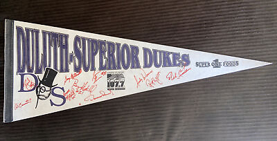 #ad Duluth Superior Dukes Baseball Pennant Signed 107.7 USA Radio Pre KC Monarchs