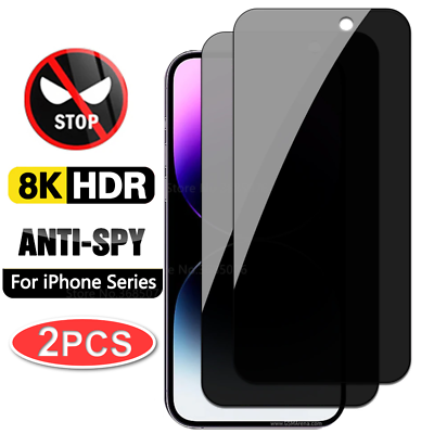 #ad 2x iPhone 15 14 13 12 11 Pro Max Privacy AntiSpy Tempered Glass Screen Protector