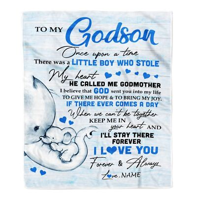 #ad Personalized To My Godson Elephant Blanket From Godmother Birthday Blanket Gift