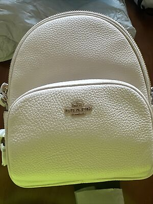 #ad NWT Authentic COACH Mini Court Backpack Pebbled Leather IM Chalk Gold C8603