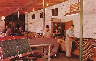 #ad Miami FL Johnnie amp; Mack Railroad Track Custom Making Auto Seat Covers Postcard