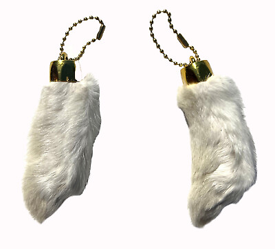 #ad 2 NATURAL LUCKY COLOR RABBIT FOOT KEY CHAIN real rabbits feet authentic keychain