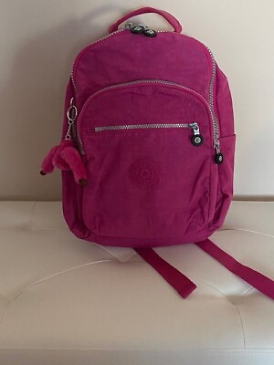 #ad Kipling Alyssa Backpack with Laptop Protection Vibrant Pink School Bag