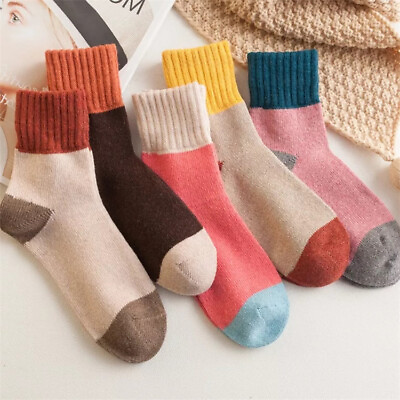 #ad 5 Pairs Women Ladies Thick Winter Thermal Socks Warm Wool Nordic Novelty Sock