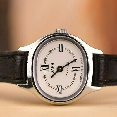 #ad Vintage Classic Soviet Watch for Women Zaria Old Mechanical White Ladies Watch
