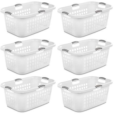 #ad Sterilite Ultra 2 Bushel Plastic Stacking Clothes Laundry Basket White 6 Pack