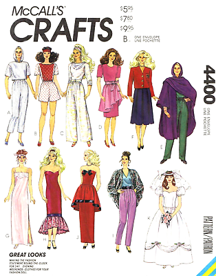 #ad Vintage 1980s Barbie Clothes Pattern Reproduction McCall#x27;s 4400 Uncut