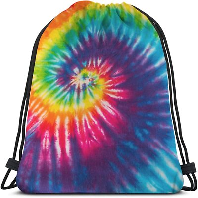 #ad Tie Dye Drawstring Bags Backpack Bag Colorful Psychedelic Rainbow Colorful Ab...