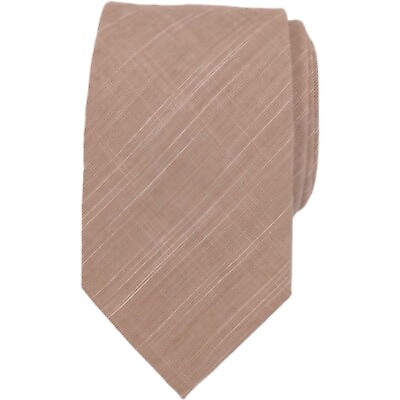 #ad 1901 NORDSTROM Mens Slim Tie 2.5 Beige Solid Woven Cotton Summer Wedding Necktie