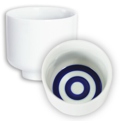 #ad 2 PCS. Japanese 2.25quot;H Porcelain quot;Bulls Eyequot; Janome Sake Cups Made in Japan