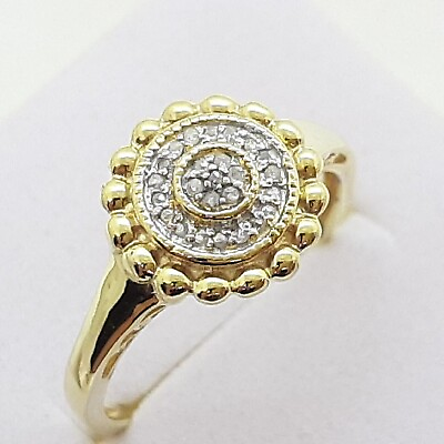 #ad 1.0Ct Round Diamond 14K Yellow silver 925 Finish Cluster Engagement Ring Vintage