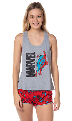 #ad Marvel Womens#x27; Spider Man Comic Superhero Character Sleep Pajama Set Shorts