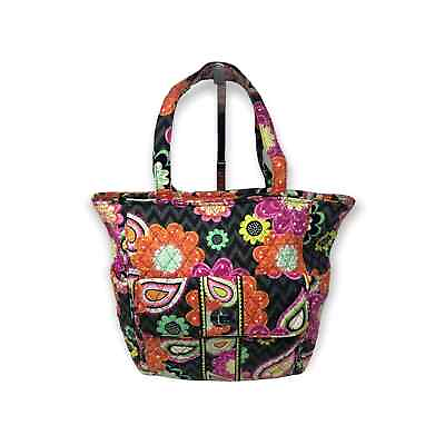 #ad Retired Vera Bradley Purse Ziggy Zinnia Pattern Quilted Multicolor Floral Tote