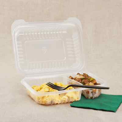 #ad Karat 9#x27;#x27; x 6quot; Premium PP Plastic Hinged Takeaway Containers 2 compartment 250