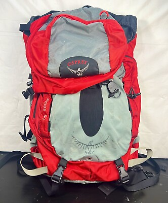 #ad Osprey ATMOS 50 Light Technical Comfortable Multi Day 50L Pack Red Grey Sz M