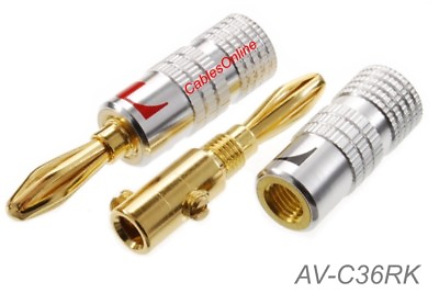 #ad 1 Pair Gold Plated Screw Type non magnetic Banana Plugs AV C36RK