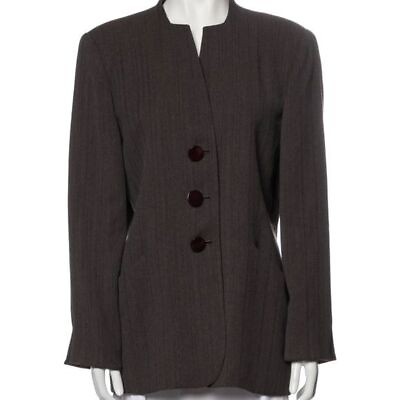 Vintage Christian Dior Evening Jacket Blazer Pinstripe Gray Womans Size 12 $338.86