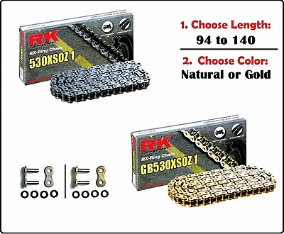 #ad RK 530 XSOZ1 Xring Motorcycle Drive Chain Natural or Gold with Rivet Master Link