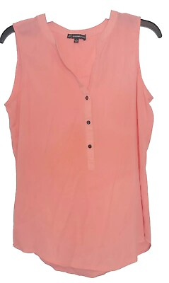 #ad ADRIANNA PAPELL Womens Sleeveless Tank Top Blouse Shirt SMALL Orange Tangerine