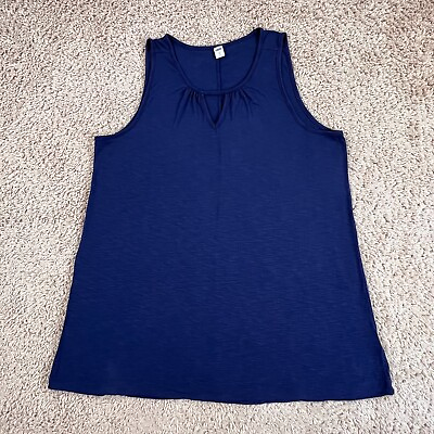 #ad OLD NAVY LUXE Navy Blue Sleeveless Keyhole Scoop Neck Tunic Tank Top Womens XL