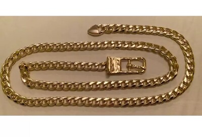 #ad Unisex Halston Designer Gold Tone Chain Link Belt w Buckle Size 41quot; L amp; 1 2quot; W