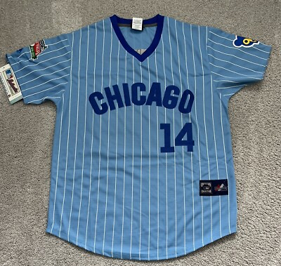 #ad Ernie Banks Chicago Cubs Men#x27;s 1970#x27;s Blue Cooperstown Jersey Size Men’s Large