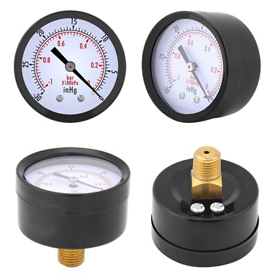 #ad Air Pressure Gauge Meter Vacuum Manometer 0 30inHg 0 1bar 50mm 1 4quot; BSPT Thread