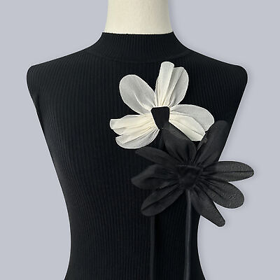 #ad 1 Pair Organza Fabric Brooch 3D Flower Ribbon Pin DIY Dress Jewelry Accessory lq