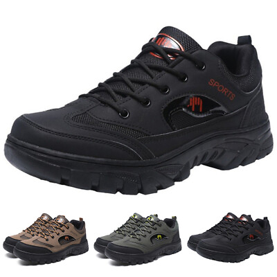 #ad Men#x27;s Work Shoes Lace Up Hiking Shoe Climbing Mens Platform Athletic Booties Low