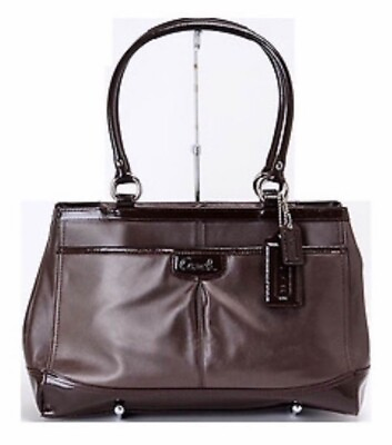 #ad Coach Park Leather Carryall Purse Shoulder Bag Satchel F19728 Mahogany