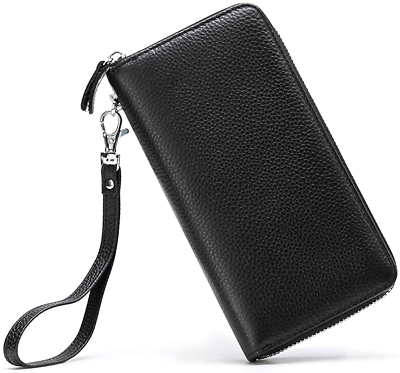 #ad Womens Wallet RFID Blocking Genuine Leather Zip around Wallet Clutch Wristlet…