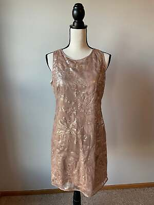 #ad Jessica Howard Taupe Sequin Dress 6P