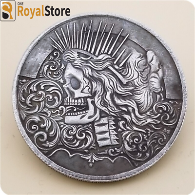 #ad hobo nickel coin skull Collectibles ENGRAVING ART gift free shipping