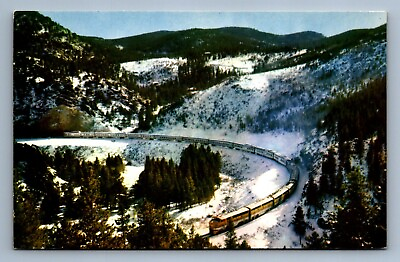 #ad Postcard Vtg Vista Dome California Zephyr View Train Railroad Winter Colorado